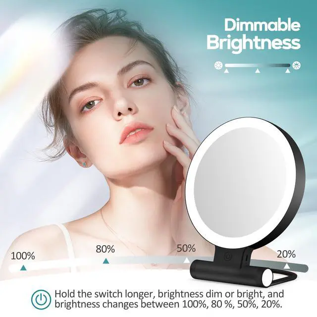 Alt view image 5 of 7 - Magnifying Mirror with Light 30X, Double-Sided 1X/ 30X Magnifying Makeup Mirror with Tweezer, 2000mAh 3 Colour Modes with Adjustable Brightness,Foldable Compact Travel Mirror(Black)