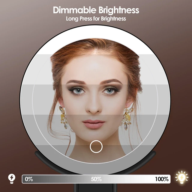 Alt view image 5 of 7 - Magnifying Mirror with Light, Double Sided 30X/1X Lighted Travel Makeup Mirror with Magnification, 3 Color Lighting, Dimmable Touch Screen, Adjustable & Foldable Hand Mirror (Black)