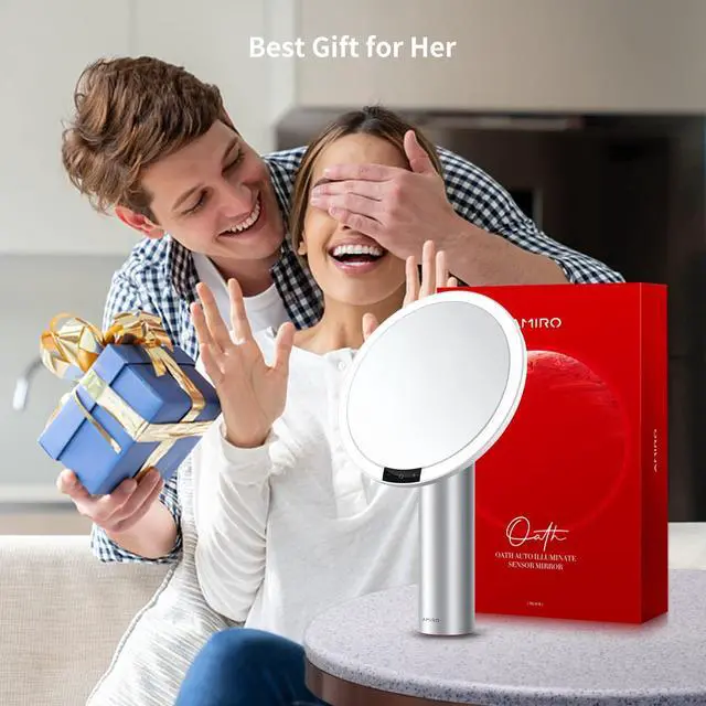 Alt view image 7 of 7 - 9" Lighted Makeup Mirror with Smart Sensor & Touch-Control, 3 Colors & 6 Brightness, Rechargeable & Cordless, Memory Function, Free Rotation, Gift for Woman - White