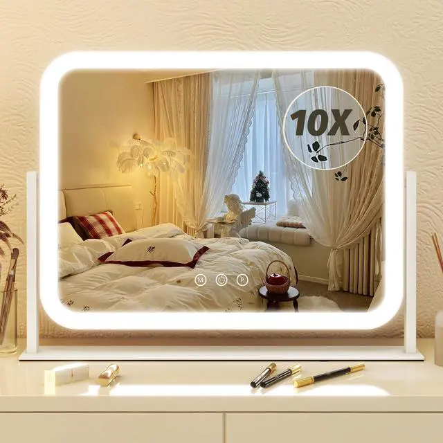 Main image of Vanity Mirror with Lights 17''x13'' Makeup Mirror with Lights,Vanity Mirror Touch Screen with 3-Color Lighting,Dimmable,for Vanity Desk Tabletop White