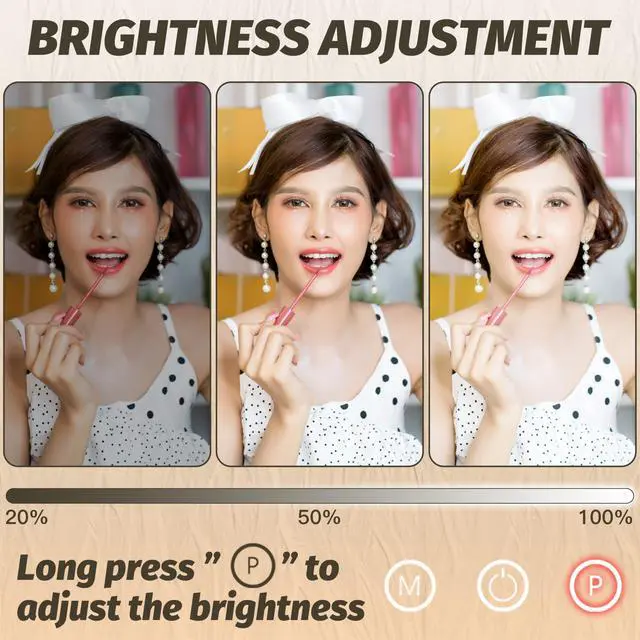 Alt view image 3 of 7 - Vanity Mirror with Lights 17''x13'' Makeup Mirror with Lights,Vanity Mirror Touch Screen with 3-Color Lighting,Dimmable,for Vanity Desk Tabletop White