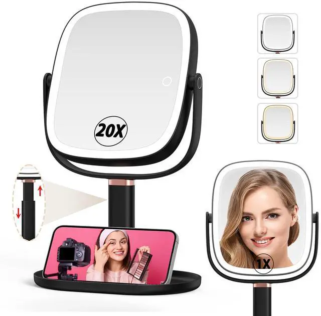 Main image of Makeup Mirror with Lights, 1X/20X Magnifying Mirror with Light