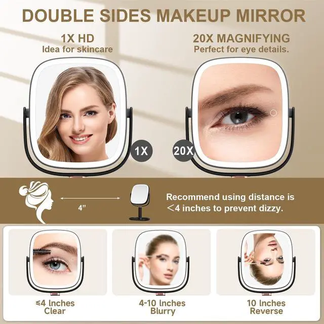 Alt view image 3 of 7 - Makeup Mirror with Lights, 1X/20X Magnifying Mirror with Light