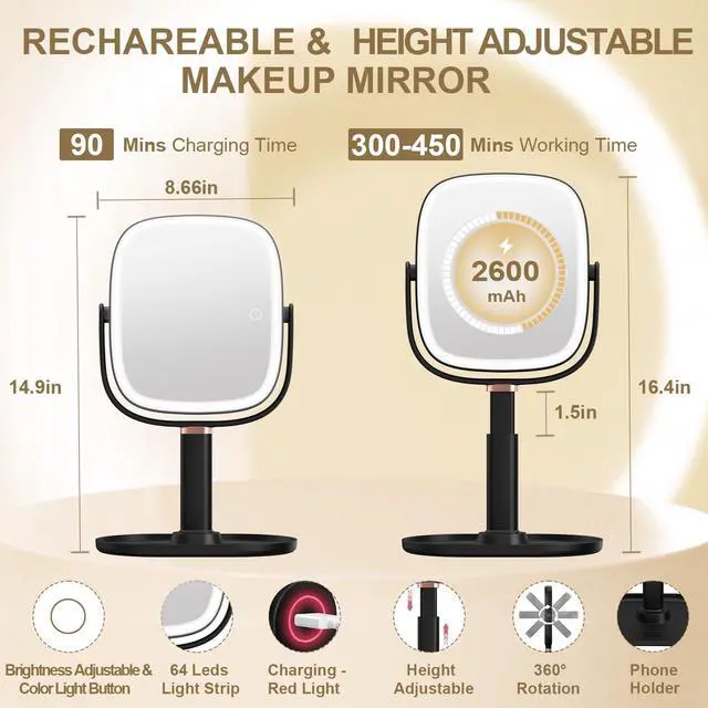 Alt view image 5 of 7 - Makeup Mirror with Lights, 1X/20X Magnifying Mirror with Light