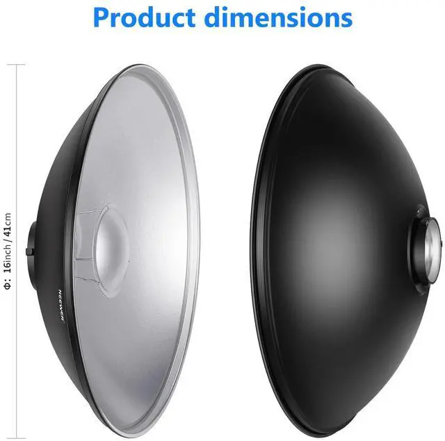 Main image of 16"/41cm Aluminum Standard Reflector Beauty Dish with White Diffuser Sock for Bowens Mount Studio Strobe Flash Light, NEEWER Vision 4 ML300 S101-300W S101-400W etc