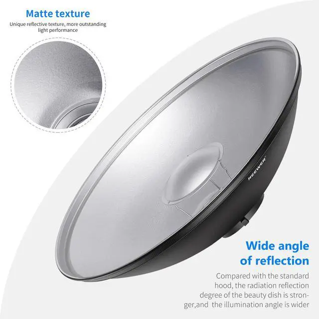 Alt view image 2 of 3 - 16"/41cm Aluminum Standard Reflector Beauty Dish with White Diffuser Sock for Bowens Mount Studio Strobe Flash Light, NEEWER Vision 4 ML300 S101-300W S101-400W etc