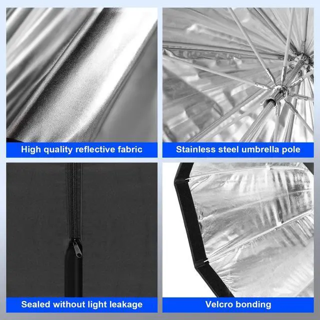 Alt view image 2 of 4 - 31.5" / 80cm Octagon Reflective Umbrella Soft Box Silver with Carrying Bag Portable Octagon Flash Umbrella Softbox Reflector Octabox for Studio Photography Flash Speed Light