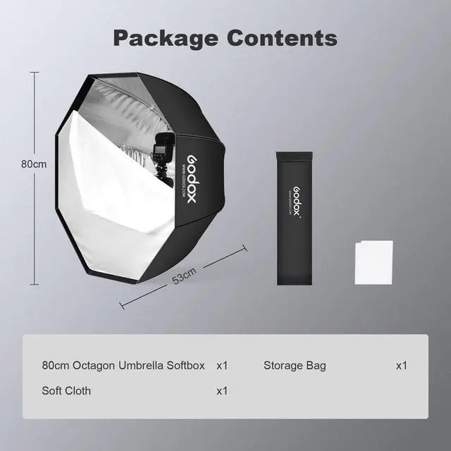 Alt view image 4 of 4 - 31.5" / 80cm Octagon Reflective Umbrella Soft Box Silver with Carrying Bag Portable Octagon Flash Umbrella Softbox Reflector Octabox for Studio Photography Flash Speed Light