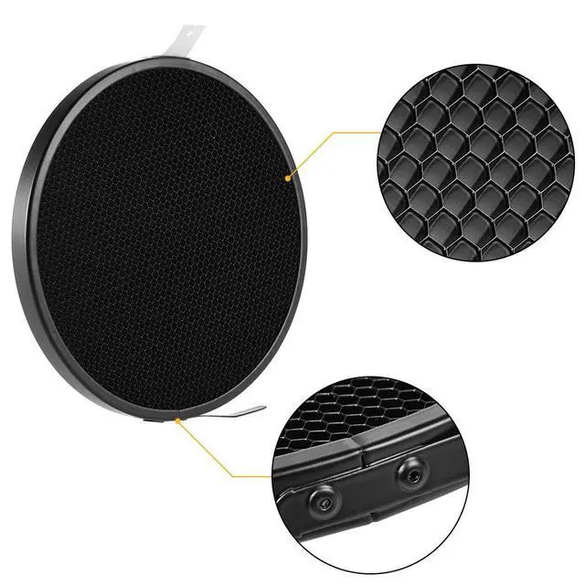 Alt view image 4 of 6 - 7" Standard Reflector Diffuser Lamp Shade Dish with 20° /40°/ 60° Honeycomb Grid White Soft Cloth for Bowens Mount Studio Strobe Flash Light Speedlite