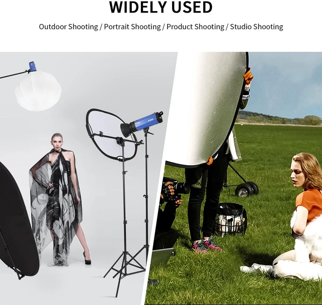 Alt view image 3 of 7 - Photography Reflector Stand kit, 24x36 inches 5 in 1 reflectors with 78 inches Light Stands and Extendable Holder Arm Clips for Photo Studio Lighting