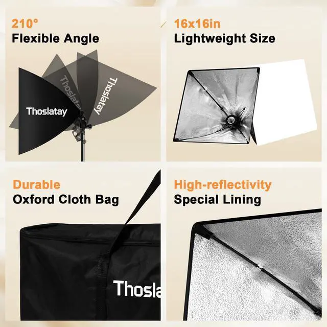 Alt view image 6 of 7 - Softbox Lighting Kit 2pack,Soft Box Upgrade 85W 2700-6400K 100-240V LED Bulbs Professional Photography Lighting Kit, Photo Studio Lights for Photoshoot/Video Recording/Live Streaming