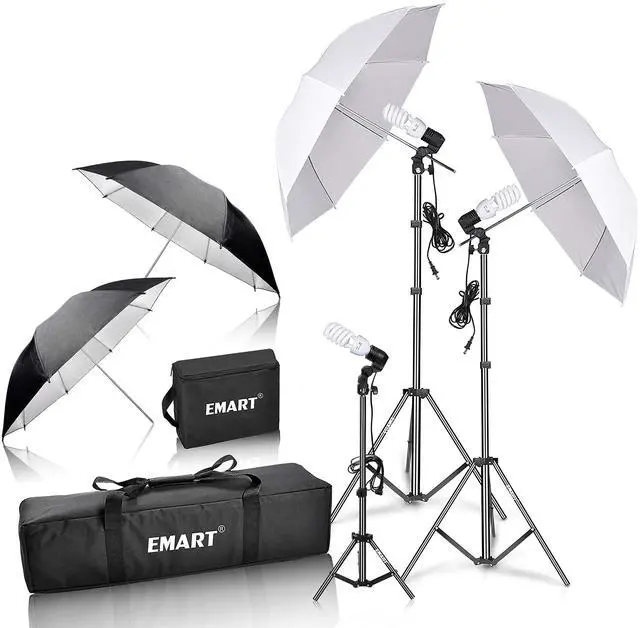 Main image of Umbrella Photography Lighting Kit, 200/700W Bulbs, Soft Light Continuous Photographic Reflector Set for Portrait Studio Video Recording, Filming, Podcast