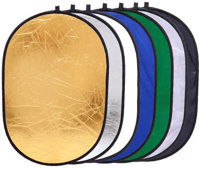 Main image of 7-in-1 Photography Reflector (Rectangular) Translucent/Silver/Gold/White/Black/Blue/Green Light Diffuser & Chroma Key Background Kit with Carrying Case (120x180cm/47x70)