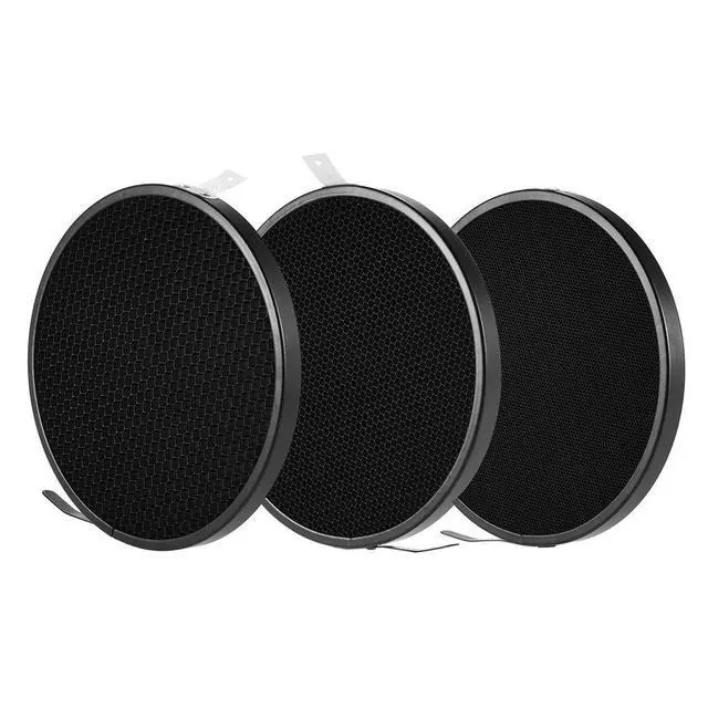 Alt view image 6 of 6 - 7" Standard Reflector Diffuser Lamp Shade Dish with 20° /40°/ 60° Honeycomb Grid White Soft Cloth for Bowens Mount Studio Strobe Flash Light Speedlite