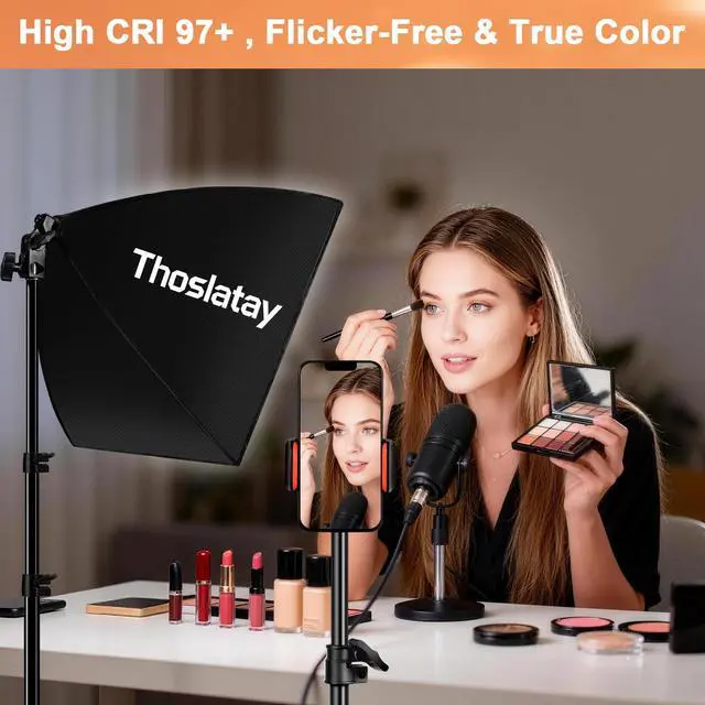 Alt view image 5 of 7 - Softbox Lighting Kit 2pack,Soft Box Upgrade 85W 2700-6400K 100-240V LED Bulbs Professional Photography Lighting Kit, Photo Studio Lights for Photoshoot/Video Recording/Live Streaming