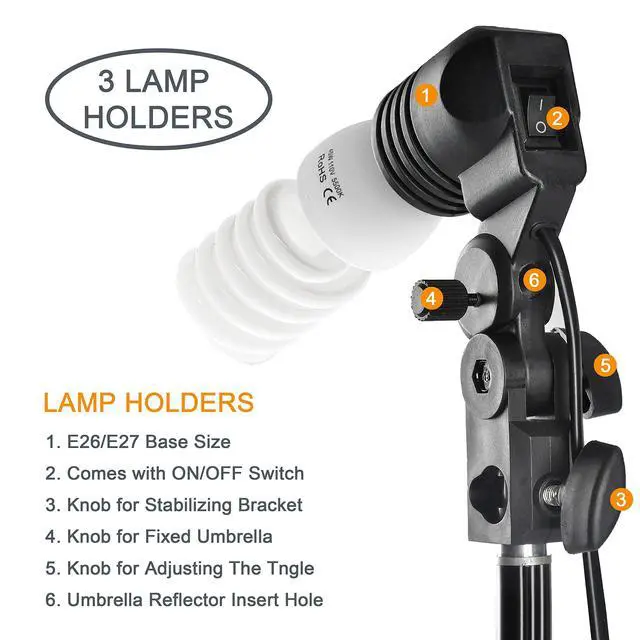 Alt view image 3 of 7 - Umbrella Photography Lighting Kit, 200/700W Bulbs, Soft Light Continuous Photographic Reflector Set for Portrait Studio Video Recording, Filming, Podcast