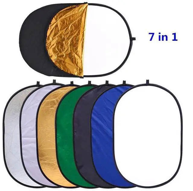 Alt view image 6 of 6 - 7-in-1 Photography Reflector (Rectangular) Translucent/Silver/Gold/White/Black/Blue/Green Light Diffuser & Chroma Key Background Kit with Carrying Case (120x180cm/47x70)