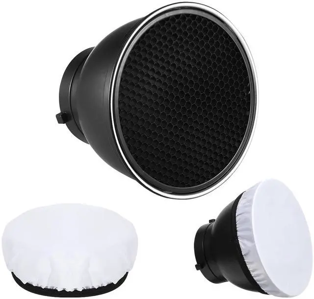 Main image of 7" Standard Reflector Lamp Shade Dish Diffuser with 60° Honeycomb Grid for Bowens Mount Studio Strobe Flash Light Speedlite (with Soft Cloth)