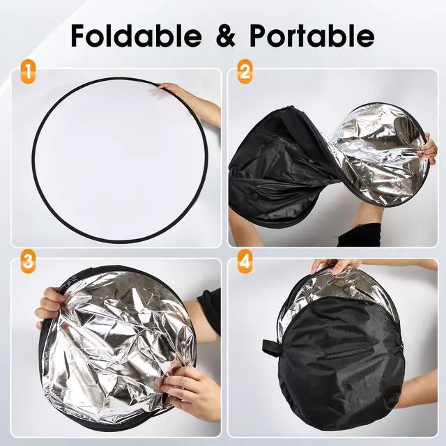 Alt view image 6 of 7 - 5-in-1 Light Reflector 43 Inch/110 cm Photography Diffuser Collapsible Portable with BagGold Silver White Black Translucent for Studio and Outdoor Lighting (43'' (110cm))