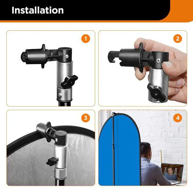 Alt view image 5 of 7 - 3 Pack Reflector Holder Backdrop Clamp, Sturdy Aluminum Alloy Photography Reflector Disc Holding Positioning Clamp Mount Adapter for Light Stand with 5/8" Stud