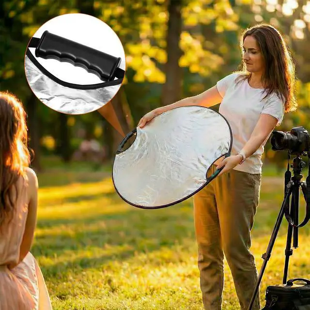 Alt view image 4 of 6 - 32" (80cm) 5-in-1 Collapsible Light Reflector & Diffuser - Translucent, Silver, Gold, White, Black, Multi Disc Photography Reflector for Studio Outdoor Photography