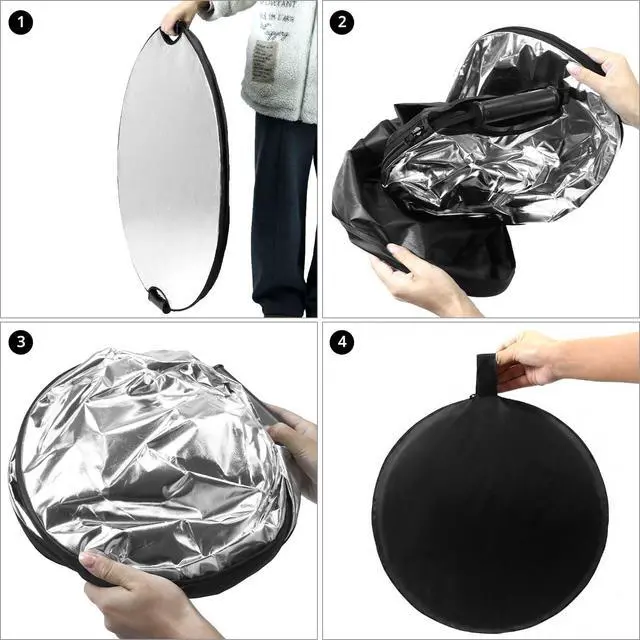 Alt view image 5 of 6 - 32" (80cm) 5-in-1 Collapsible Light Reflector & Diffuser - Translucent, Silver, Gold, White, Black, Multi Disc Photography Reflector for Studio Outdoor Photography