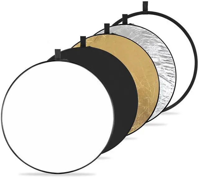 Main image of 5-in-1 Light Reflector 32"(80cm) Photography Diffuser Collapsible Portable for Studio and Outdoor Lighting Gold Silver White Black Translucent