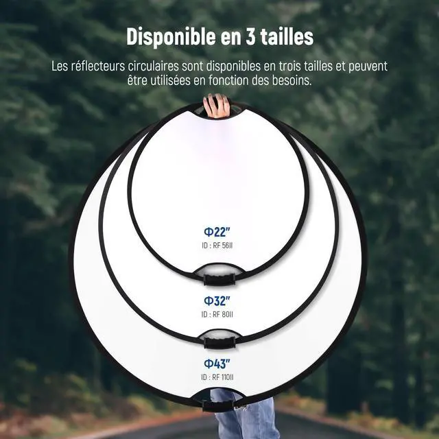 Alt view image 4 of 5 - 80cm Light Reflector with Handle & 3/8" Thread, 5 in 1 Foldable Round Light Diffuser, Translucent/Silver/Gold/White/Black for Studio or Outdoor Photo Lighting, RF-80II