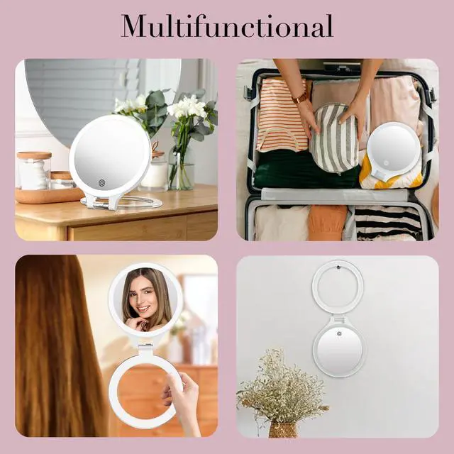 Alt view image 4 of 4 - Travel 30X/1X Magnifying Mirror with Light Double Sided Mirror