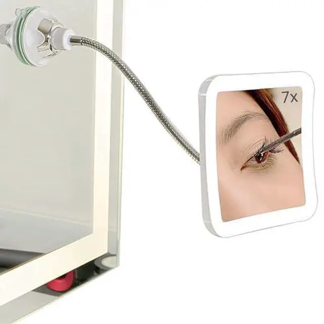 Alt view image 2 of 5 - Makeup Mirror with LED Lights and 7X Magnification, Portable Cordless Design Suction Cup Mirror for Home and Travel with Flexible Gooseneck to Adjust to Any Position Easily