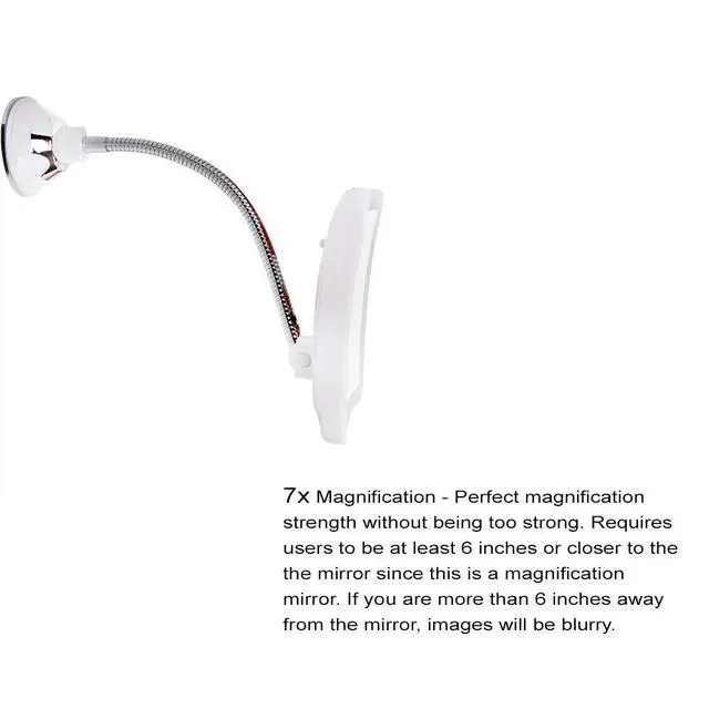 Alt view image 3 of 5 - Makeup Mirror with LED Lights and 7X Magnification, Portable Cordless Design Suction Cup Mirror for Home and Travel with Flexible Gooseneck to Adjust to Any Position Easily