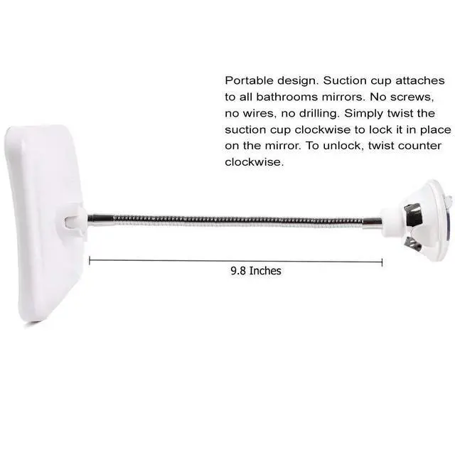 Alt view image 5 of 5 - Makeup Mirror with LED Lights and 7X Magnification, Portable Cordless Design Suction Cup Mirror for Home and Travel with Flexible Gooseneck to Adjust to Any Position Easily