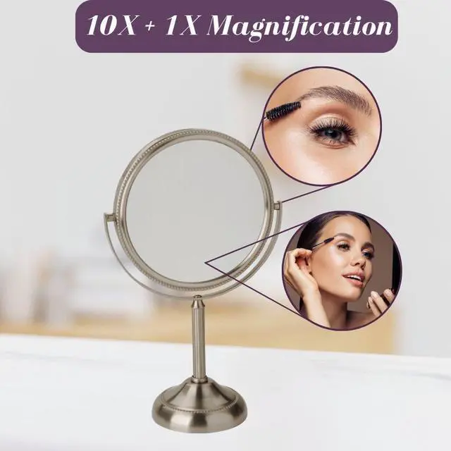 Main image of 6" Tabletop Makeup Mirror - 10X Magnification - Nickel - JP910NB