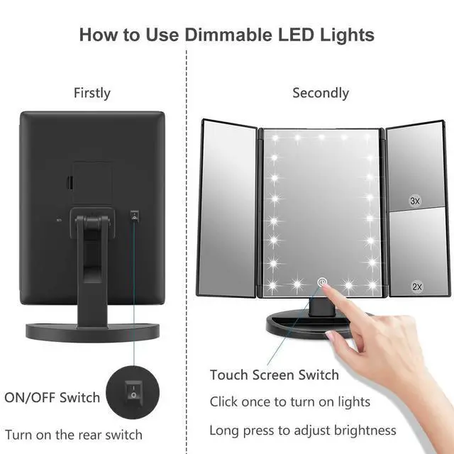 Alt view image 4 of 6 - Makeup Mirror with 21 LED Lights,Two Power Supply Modes