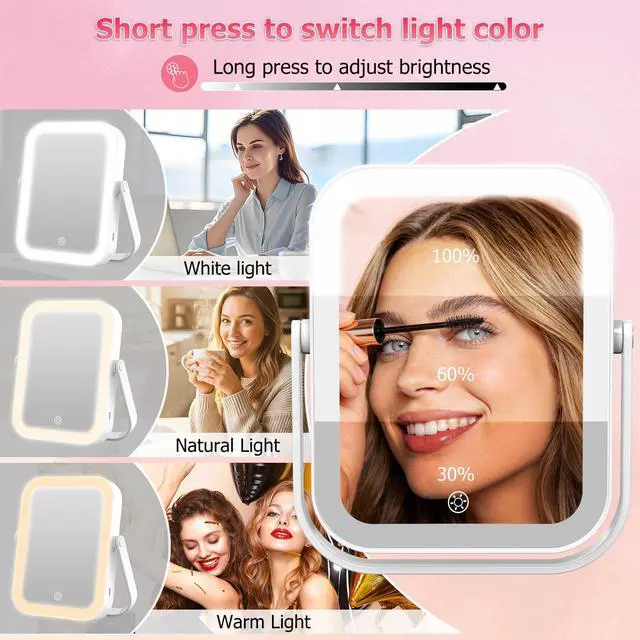 Alt view image 5 of 7 - 3000mAh Rechargeable Travel Magnifying Mirror with Light,White