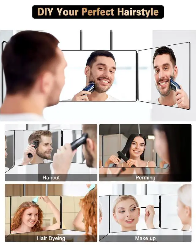 Alt view image 4 of 7 - 360 Viewing Angle Self Hair Cutting Mirror, Clear Anti-Fog HD Glass (Without LED)