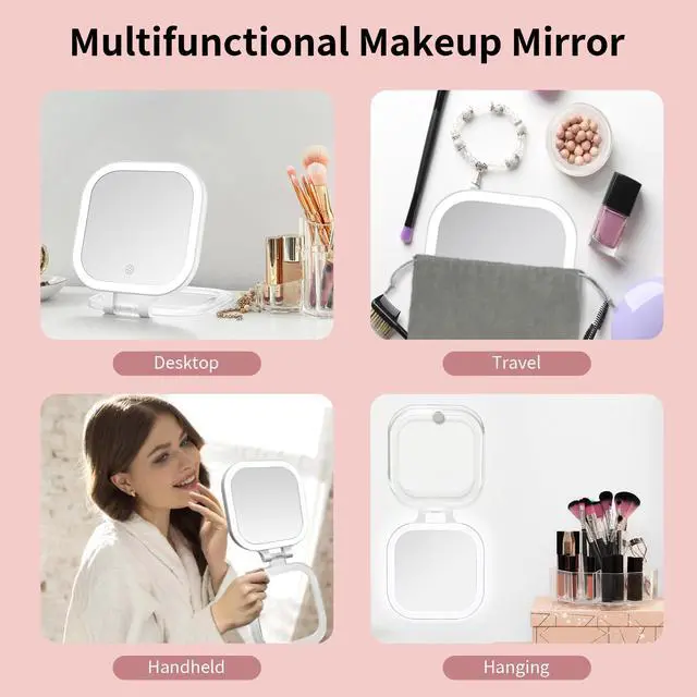 Alt view image 6 of 7 - 7" Travel Makeup Mirror with Lights & 1X/10X Magnifying Vanity Mirror