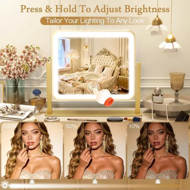 Alt view image 4 of 7 - 12"x 14" Vanity Mirror with Light, Makeup Mirror with Light for Desk