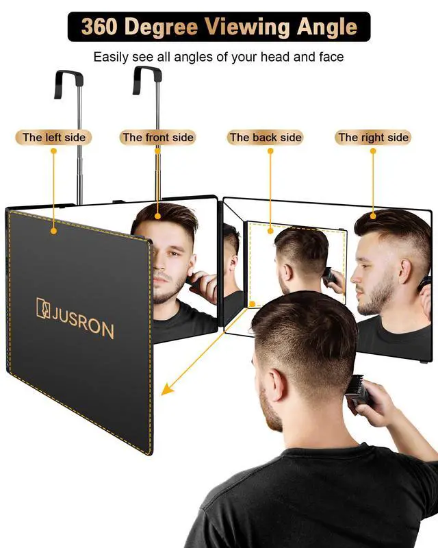 Alt view image 2 of 7 - 360 Viewing Angle Self Hair Cutting Mirror, Clear Anti-Fog HD Glass (Without LED)