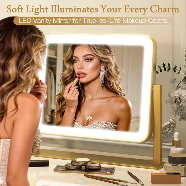 Alt view image 5 of 7 - 12"x 14" Vanity Mirror with Light, Makeup Mirror with Light for Desk