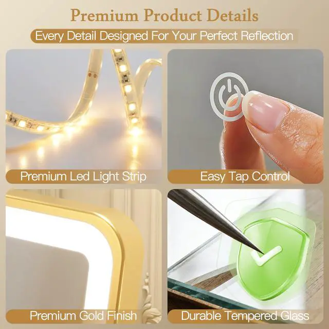 Alt view image 6 of 7 - 12"x 14" Vanity Mirror with Light, Makeup Mirror with Light for Desk