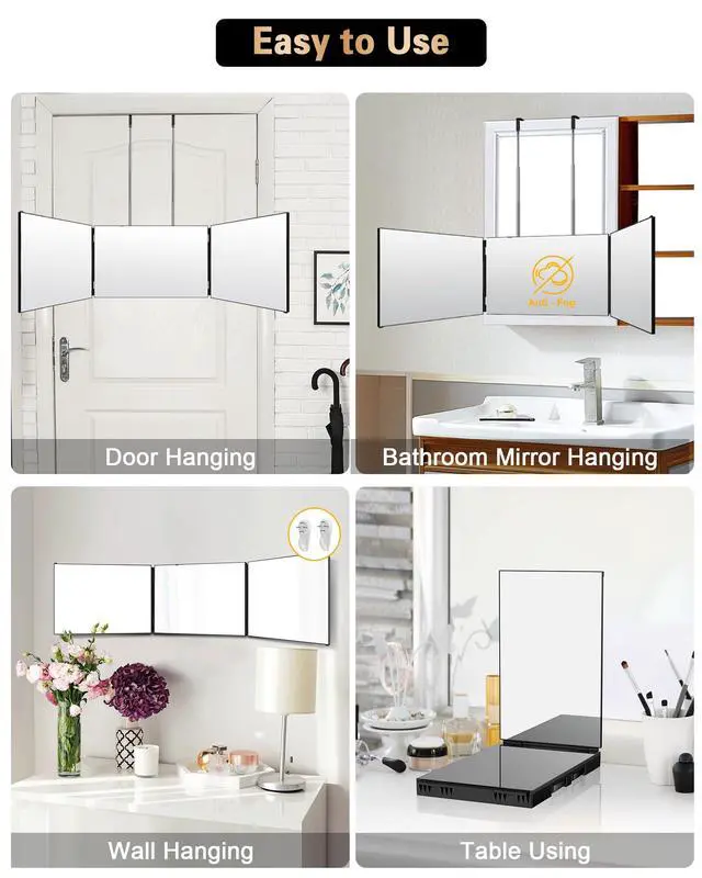 Alt view image 6 of 7 - 360 Viewing Angle Self Hair Cutting Mirror, Clear Anti-Fog HD Glass (Without LED)