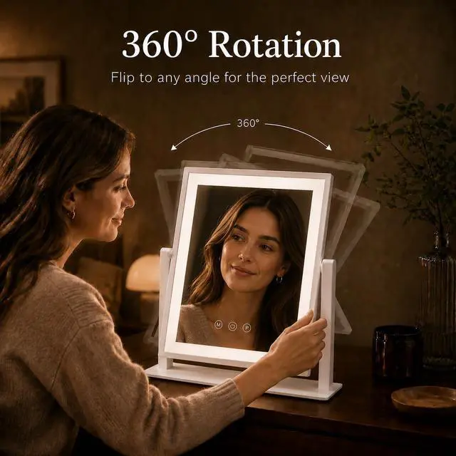 Alt view image 7 of 7 - 14.1 x 12.1 in Lighted Makeup Mirror, 10X/5X Magnifiers