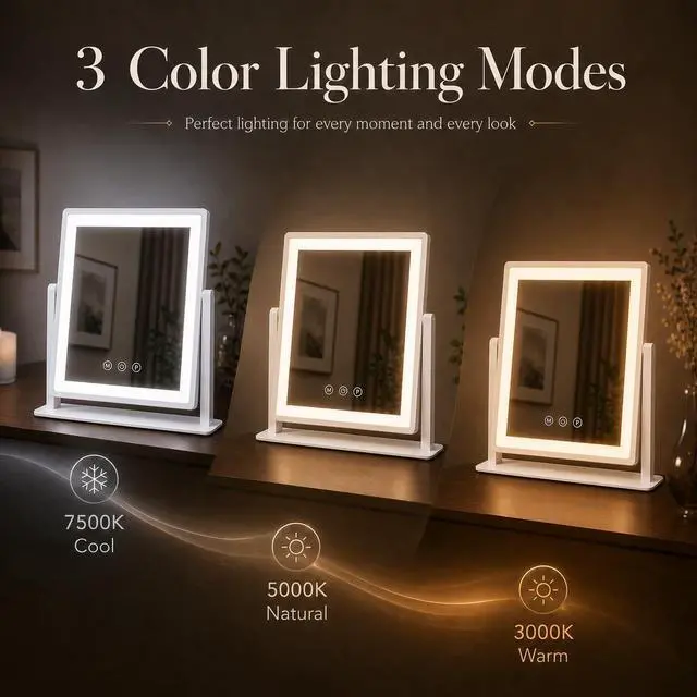Alt view image 4 of 7 - 14.1 x 12.1 in Lighted Makeup Mirror, 10X/5X Magnifiers