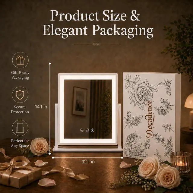 Alt view image 2 of 7 - 14.1 x 12.1 in Lighted Makeup Mirror, 10X/5X Magnifiers