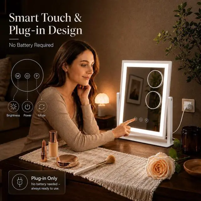 Alt view image 6 of 7 - 14.1 x 12.1 in Lighted Makeup Mirror, 10X/5X Magnifiers