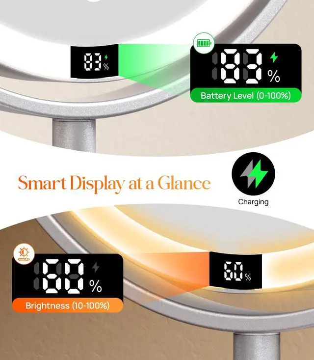 Alt view image 6 of 7 - ABS 8" Lighted Makeup Mirror with Lights and 20X Magnification