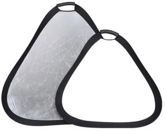 Main image of 2-in-1 Triangle Photography Reflector 24" (60cm) | Silver/White Reflective Surfaces | Single-Hand Grip | Portable Durable Light Reflector with Carrying Case