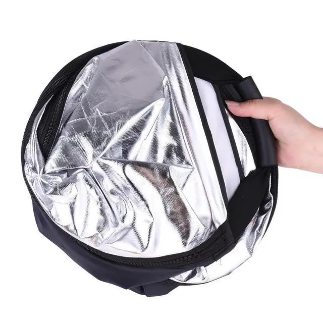 Alt view image 2 of 3 - 2-in-1 Triangle Photography Reflector 24" (60cm) | Silver/White Reflective Surfaces | Single-Hand Grip | Portable Durable Light Reflector with Carrying Case