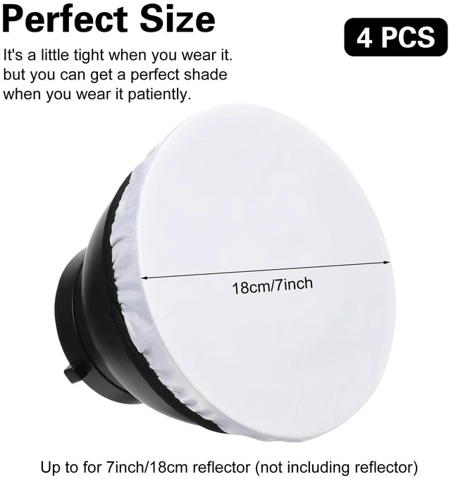 Alt view image 2 of 7 - 7"/18cm Light Diffuser,Soft Diffuser Lamp Cover White Lamp Shade Diffuser,Great for Studio Strobe Reflectors, Video Shooting (4Pcs)